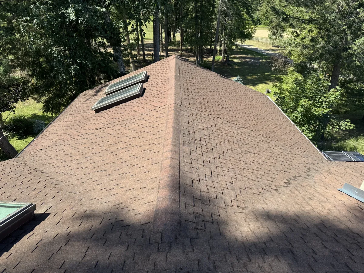 Same shingle roof after moss removal